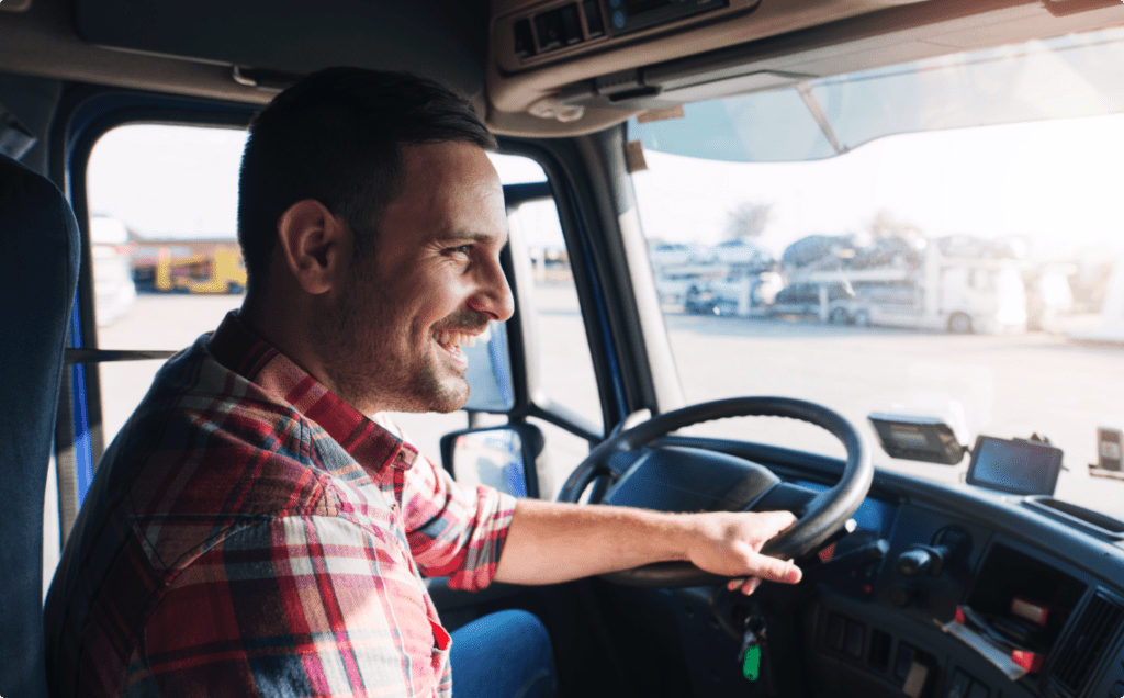 Man driving truck