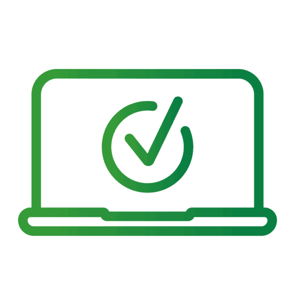 Laptop and green tick icon