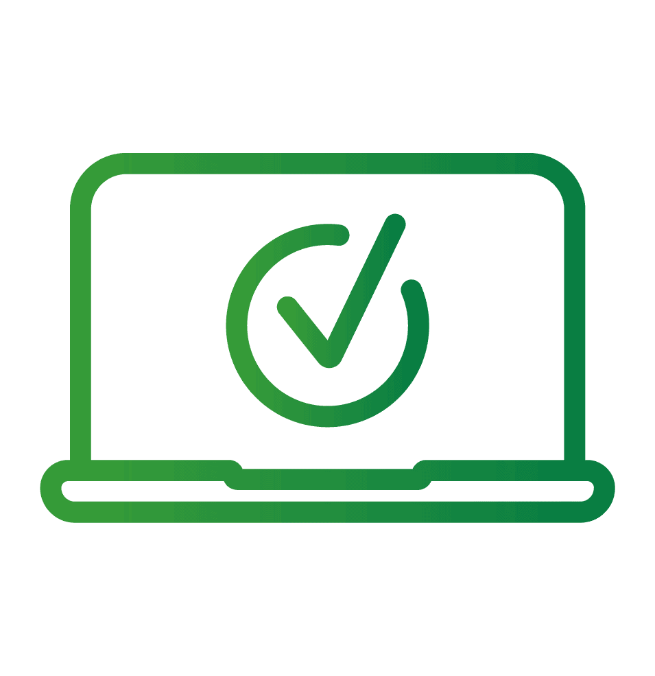 Laptop and green tick icon