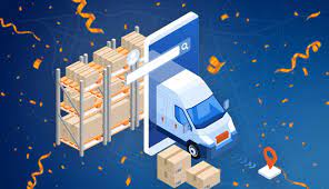 Image of a white van driving through a mobile phone with boxes and packages next to it