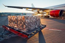 Photo of a pallet and a wing of an aeroplane