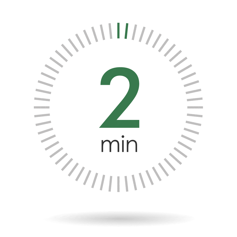 Gif with Ticker Going Round Circle Showcasing It Only Takes 2 Minutes to Complete Customs Declaration with CustomsPro