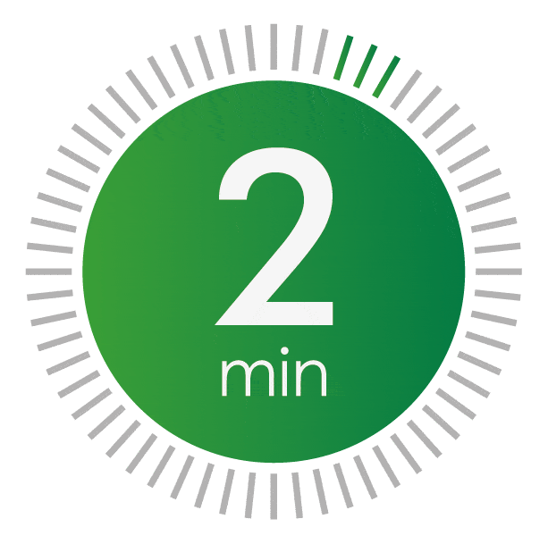 2 minute countdown giff in green with white lettering